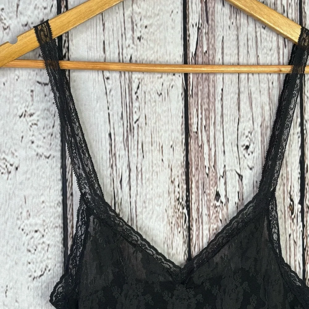 Vintage Vanity Fair Black Lace Nylon Slip Nightgown‎ Dress Lingerie Negligee 32